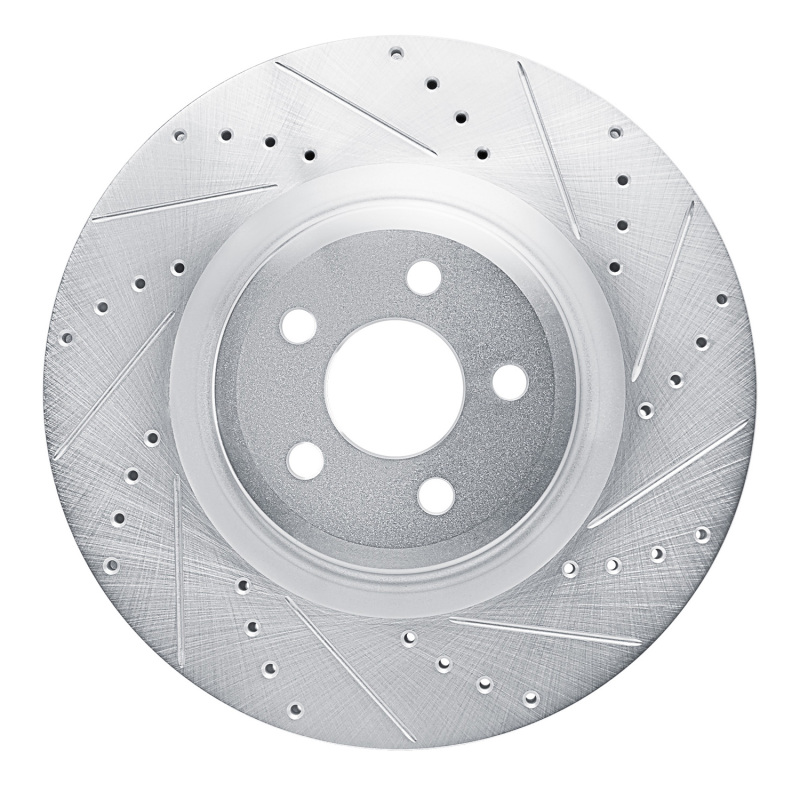 Ford Edge Brake Rotor (1) - Front Right - R1 Concepts - Drilled & Slotted - Silver - `19-`24